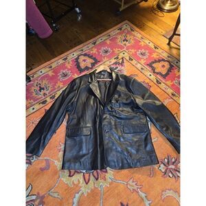 Classy Premium Jackets Men’s Big & Tall Black Leather Blazer 4XL Button Front
